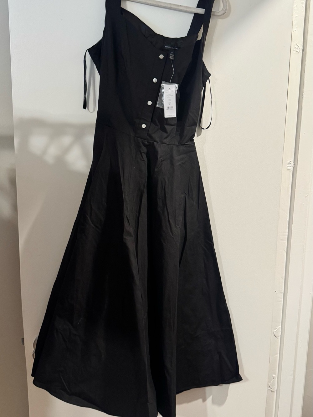 White House Black Market Black Midi Fit-and-Flare Dress
